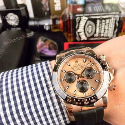 New Rolex Comograph Daytona Rubber Strap Watch Rose Gold 40mm
